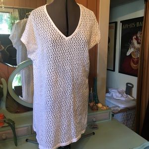White crochet look swim cover up
